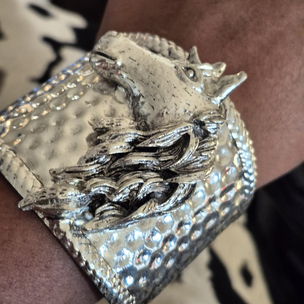 Majestic Silver Horse Cuff Bracelet